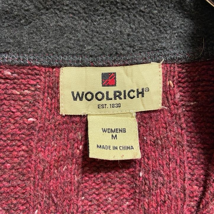 古着 used WOOLRICH ウールリッチ 長袖ハーフジップニット セーター 赤 レッド 薄紅色 秋冬服 レトロ Mサイズ