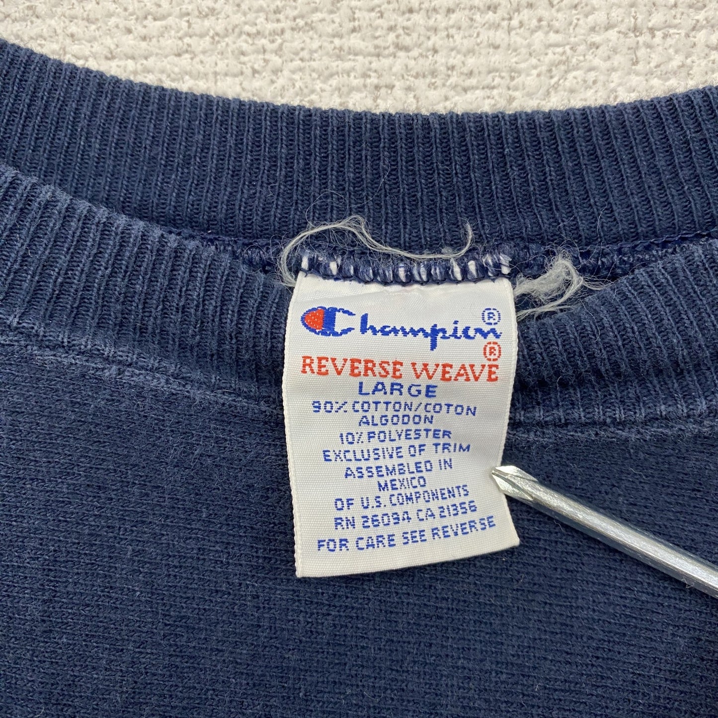 90s Champion チャンピオン リバースウィーブ スウェット/トレーナー 刺繍タグ 紺 ネイビー Lサイズ