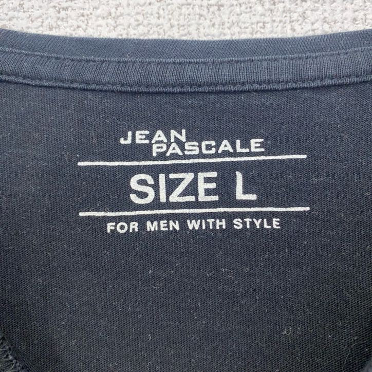 古着 used JEAN PASCALE 半袖アニマルデザインプリントTシャツ ライオン 動物 黒 ブラック Lサイズ