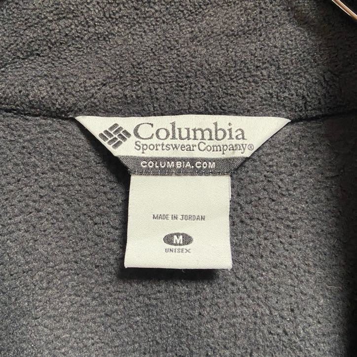 古着 used Columbia コロンビア 長袖ハーフジップボアスウェット トレーナー ワンポイントロゴ刺繡 黒 Mサイズ