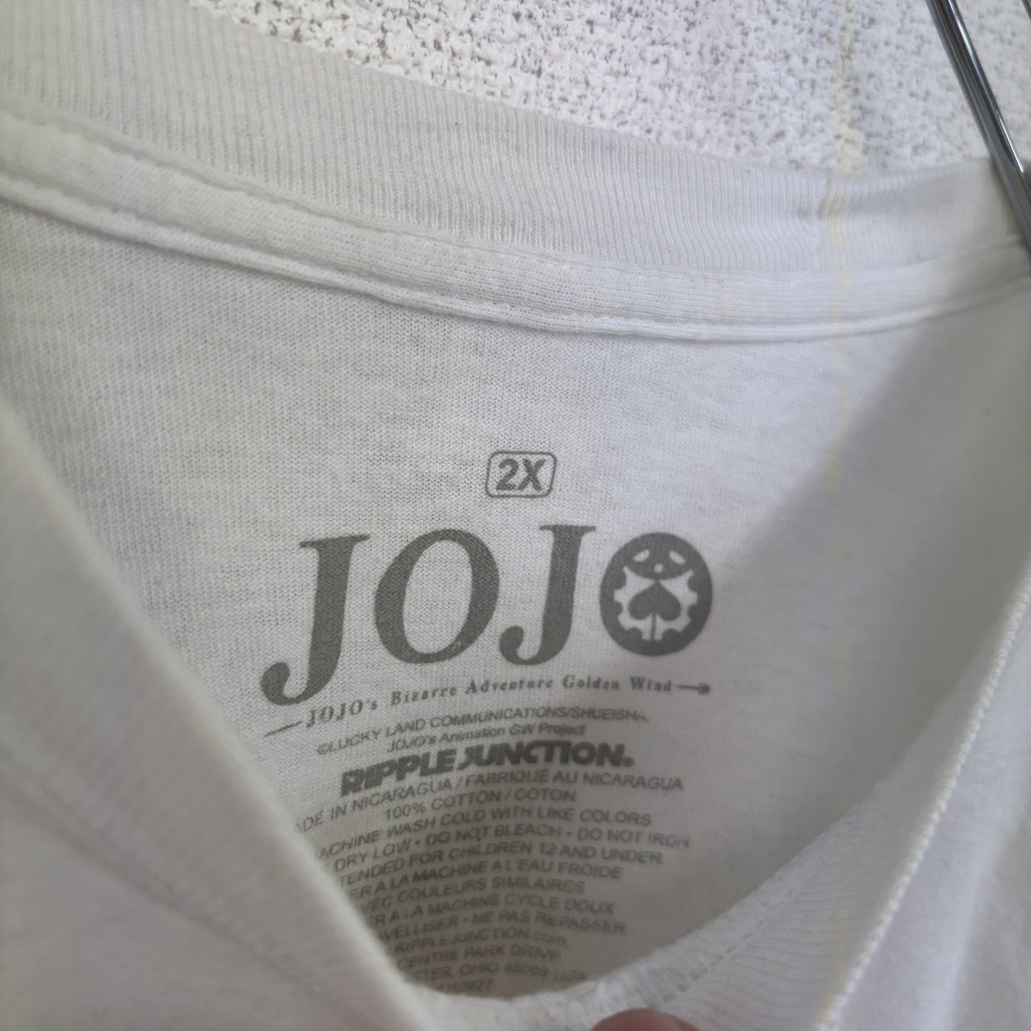 古着 used ジョジョの奇妙な冒険 長袖アニメプリントTシャツ ロンT 漫画 少年ジャンプ 白 クルーネック 2XLサイズ