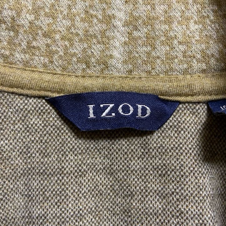 古着 used IZOD アイゾッド 長袖ハーフジップスウェット トレーナー 千鳥格子柄 茶色 ブラウン 秋冬服 Sサイズ