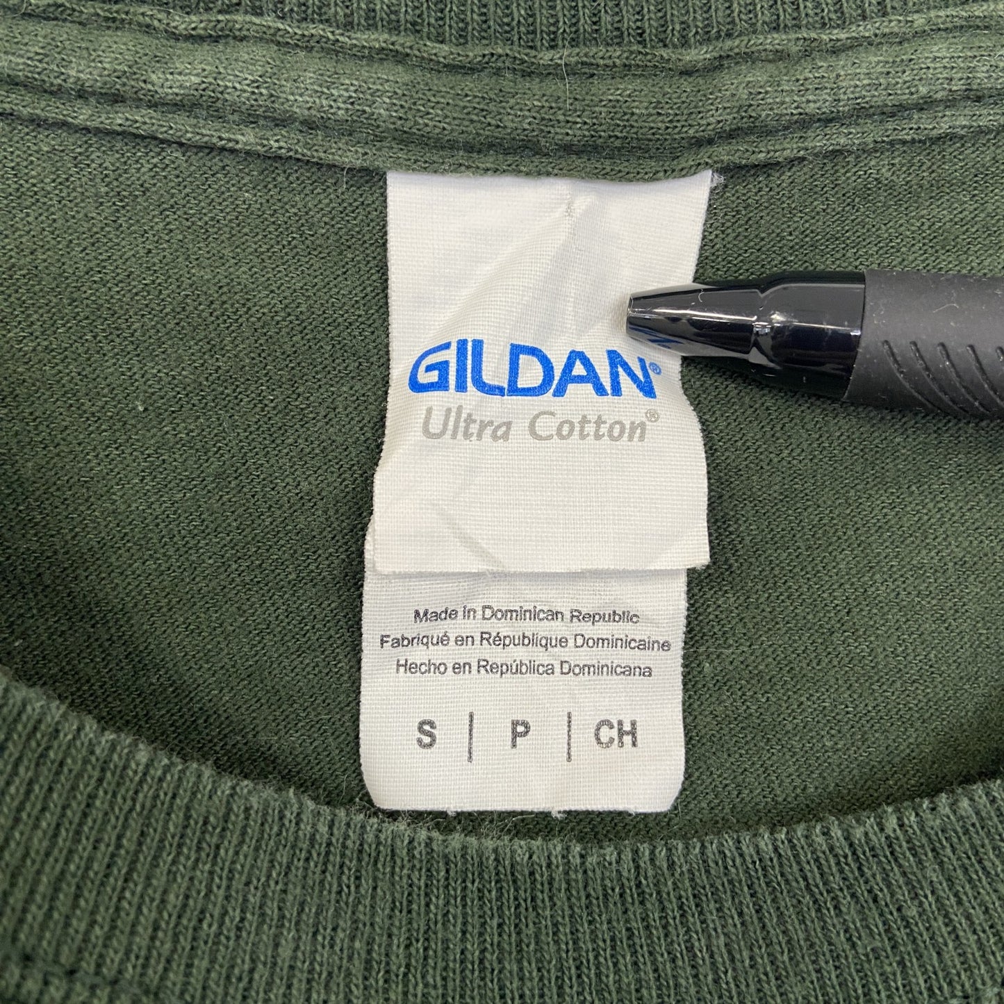 古着 used GILDAN ギルダン 半袖プリントデザインTシャツ クルーネック FISH HOUSE 緑 レトロ Sサイズ
