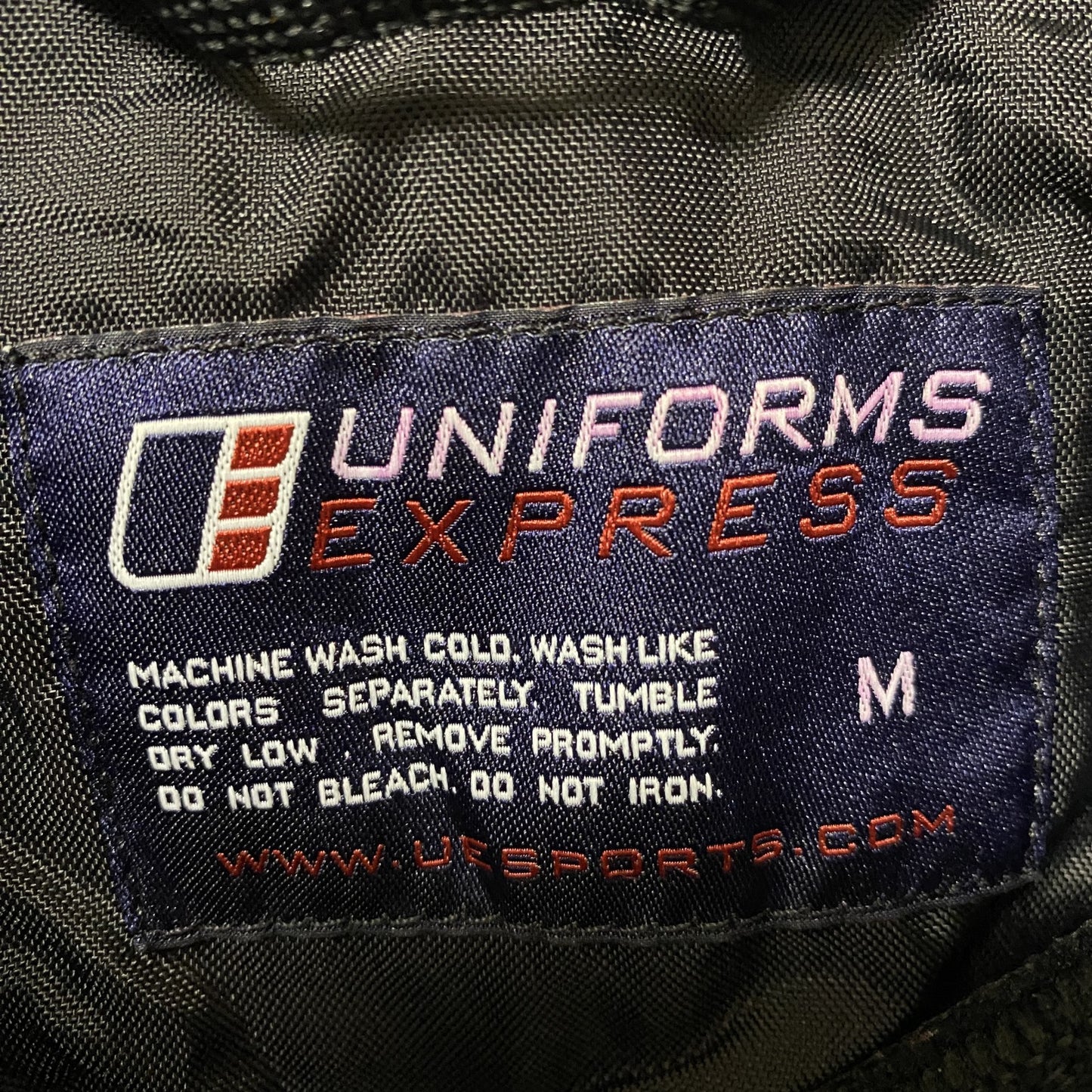 古着 used UNIFORMS EXPRESS 長袖ナイロンプルオーバージャケット ワッペン刺繍 黒 ブラック Mサイズ