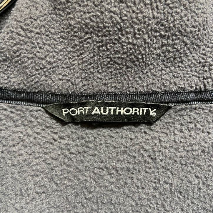 Port Authority ハーフジップフリースジャケット/ボアジャケット ワンポイント 刺繍ロゴ ビッグシルエット ダークグレー