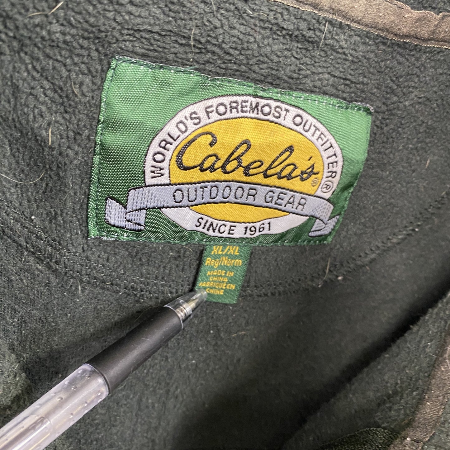 Cabela’s カベラス フリースベスト/ボアベスト 刺ロゴ 無地 緑 グリーン XLサイズ