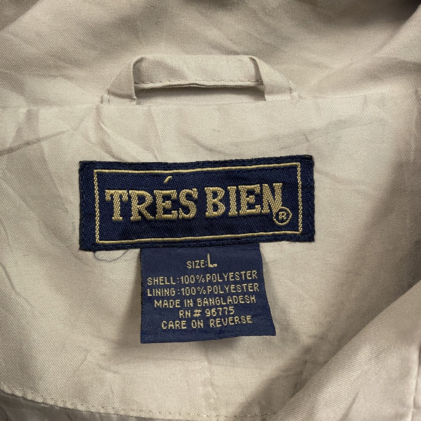 80s~ TRES BIEN トレビアン ハーフジッププルオーバージャケット 比翼仕立て ベージュ Lサイズ
