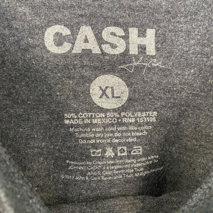 古着 used Johnny cash ジョニーキャッシュ 半袖バンドプリントtシャツ クルーネック レトロ グレー XLサイズ