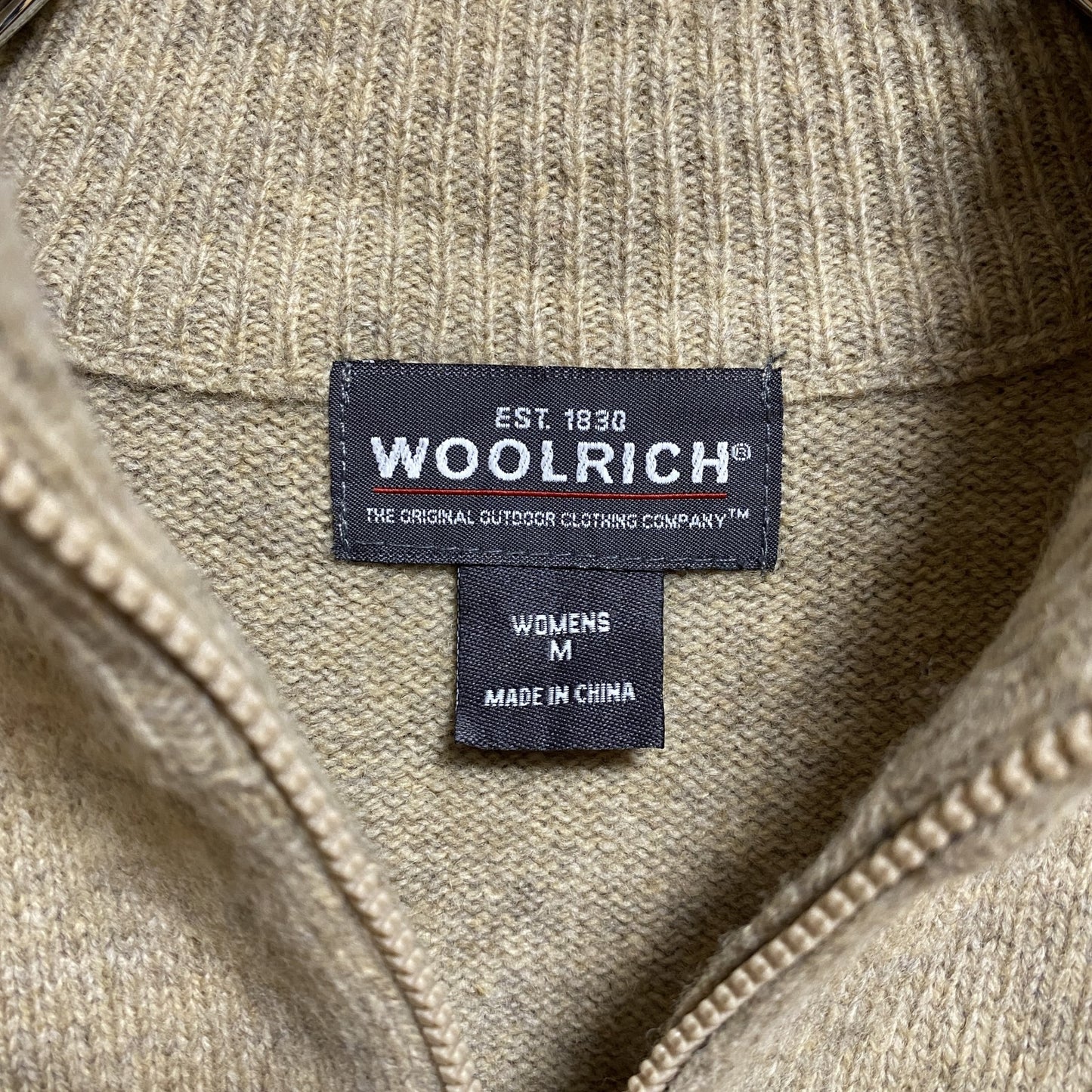 古着 used WOOLRICH ウールリッチ 長袖フェアアイル柄ハーフジップニット セーター ベージュ レトロ Mサイズ