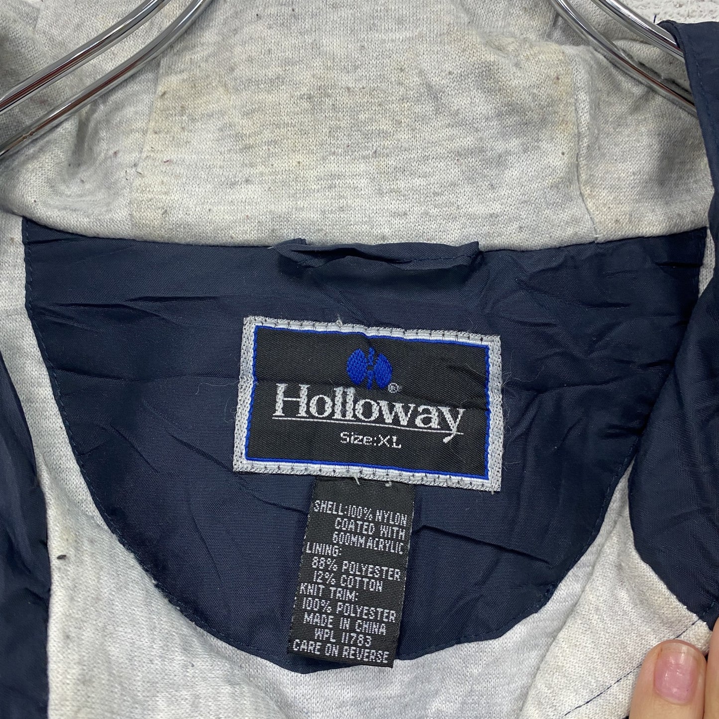 90s~ Holloway RAIDERS フルジップナイロンジャケット フード付 ヴィンテージ 紺 ネイビー XLサイズ
