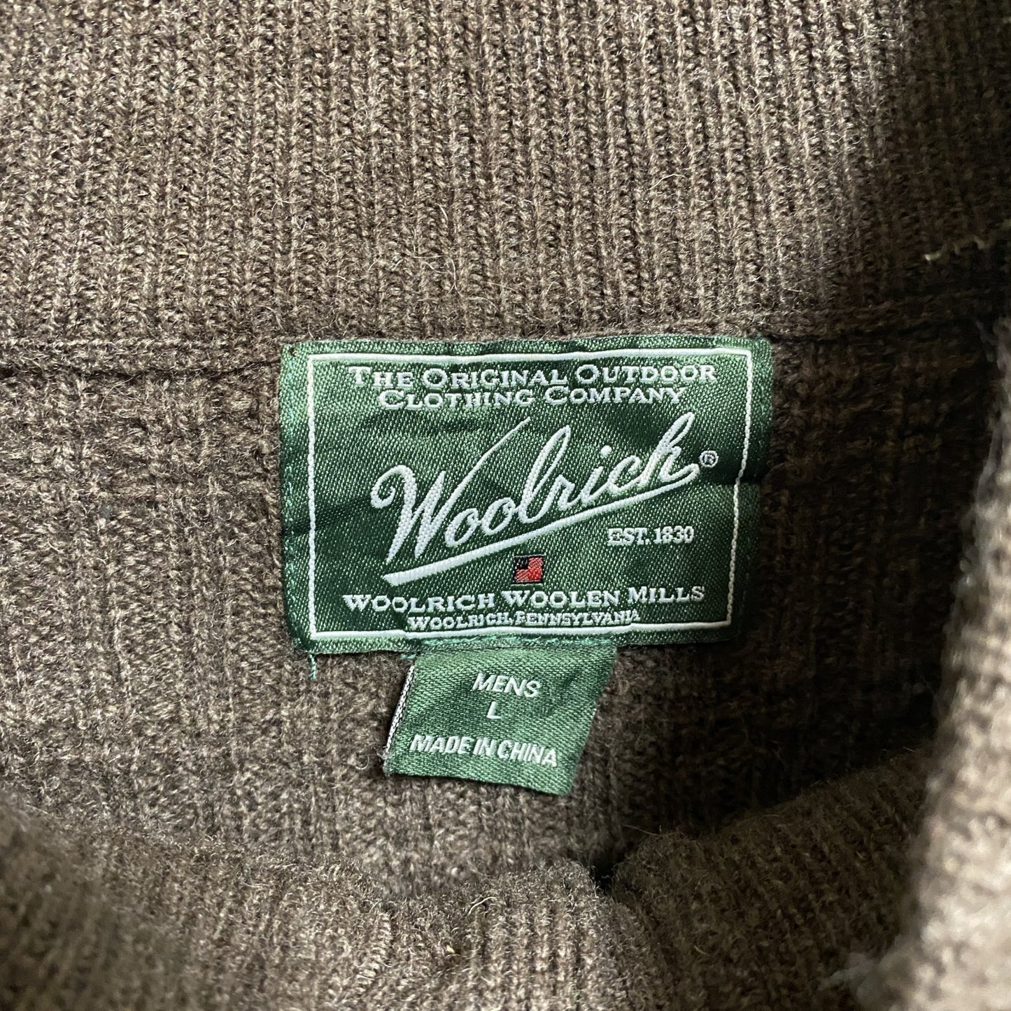 古着 used WOOLRICH ウールリッチ 長袖ハーフボタンニット セーター 茶色 ブラウン レトロ 秋冬服 Lサイズ