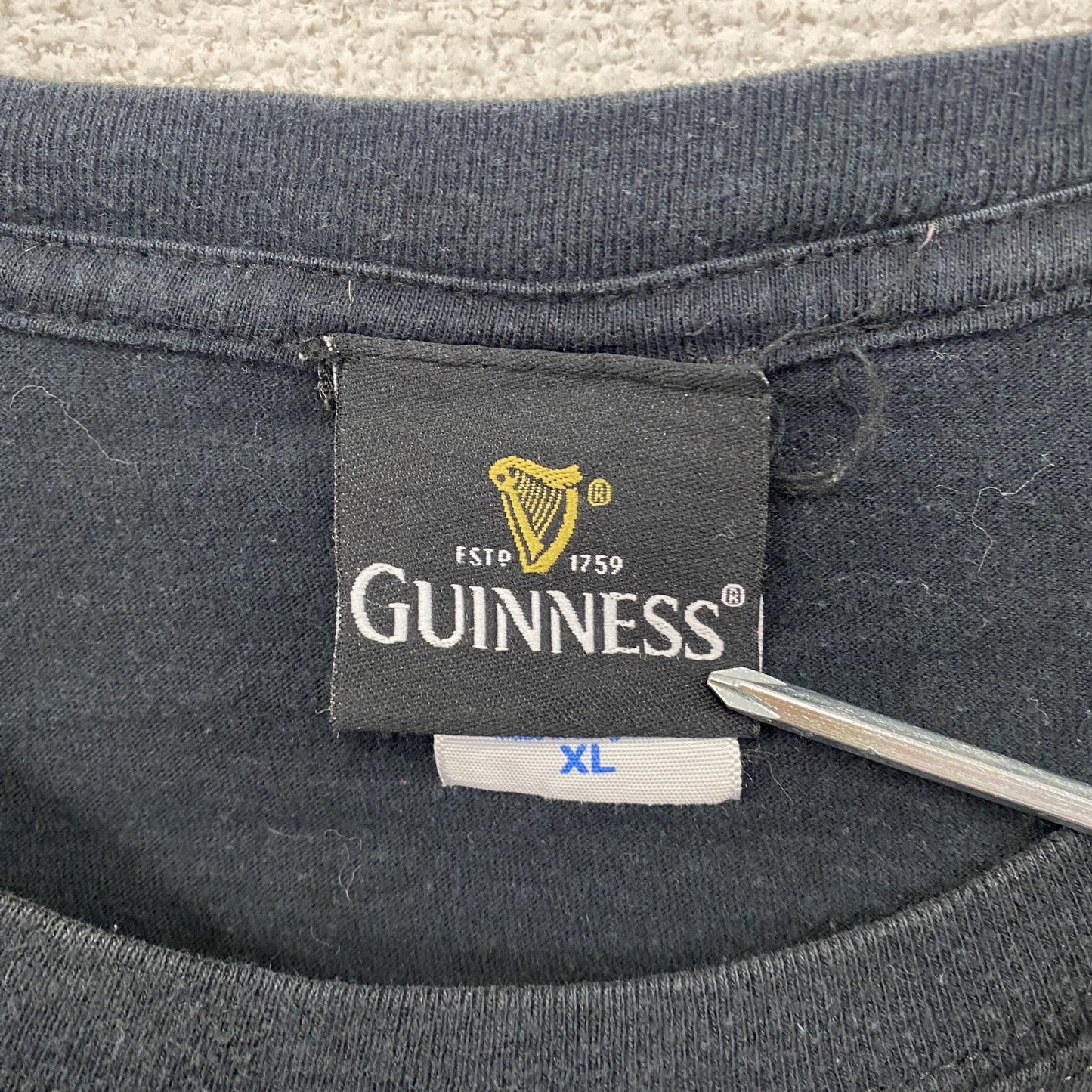 GUINNESS ギネス 半袖プリントTシャツ 企業ロゴ 黑 ブラック XLサイズ