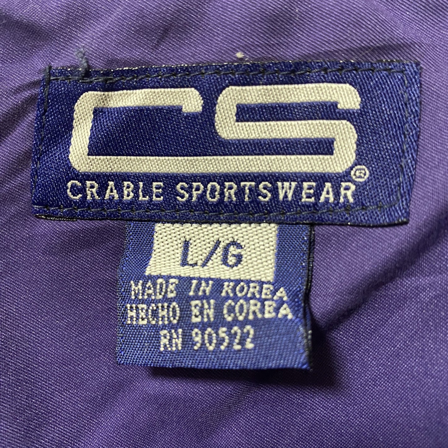 古着 used CRABLE SPORTSWEAR 長袖カレッジ刺繍ナイロンプルオーバー カンザス州立大学 レトロ XLサイズ