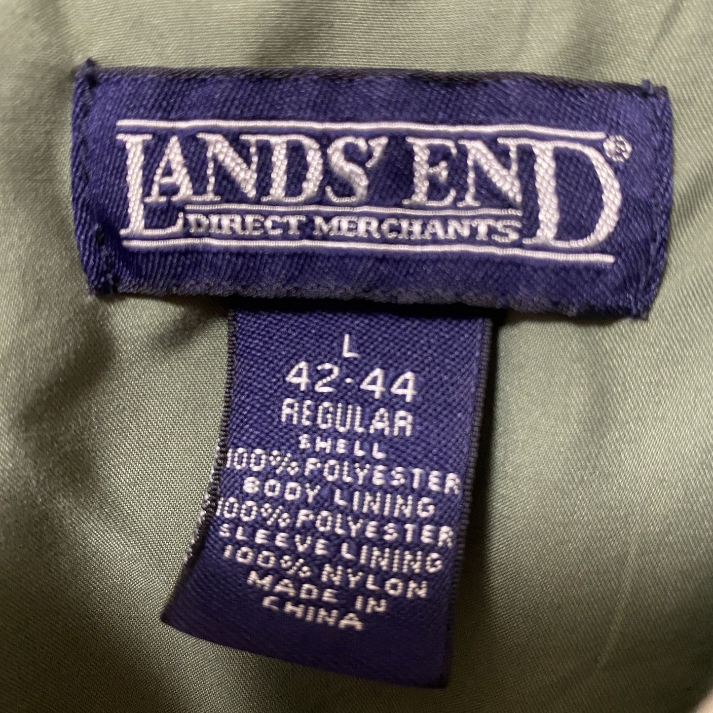 古着 used LANDS'END ランズエンド 長袖ナイロンプルオーバー ウィンドブレーカー グリーン 富士フイルム Lサイズ
