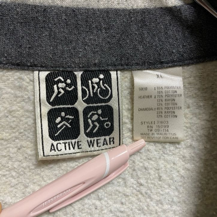 ~90s ACTIVEWEAR フルジップ切替スウェット トレーナー グレー パープル オーバーサイズ XLサイズ