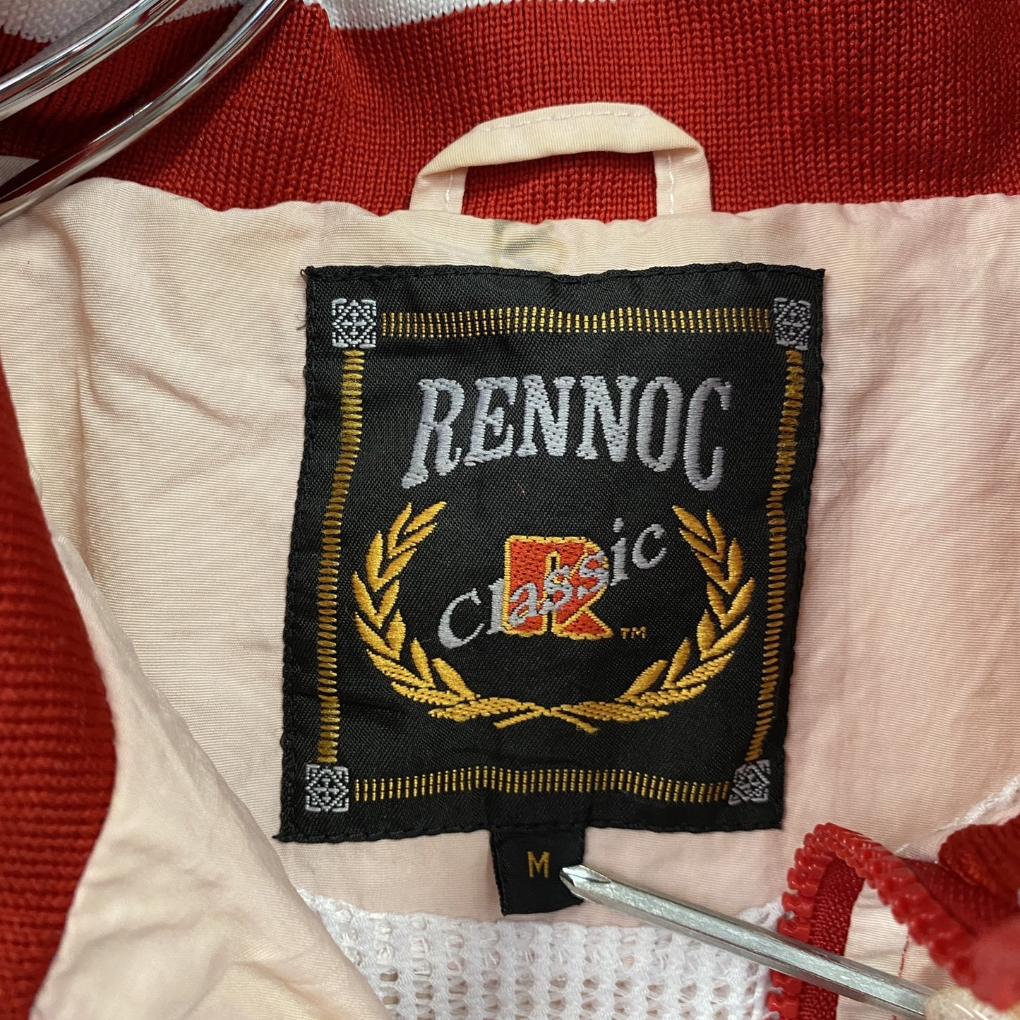 ~00s RENNOC レノック ハーフジッププルオーバージャケット 刺繍ロゴ アーチプリント ヴィンテージ 赤 レッド Mサイズ