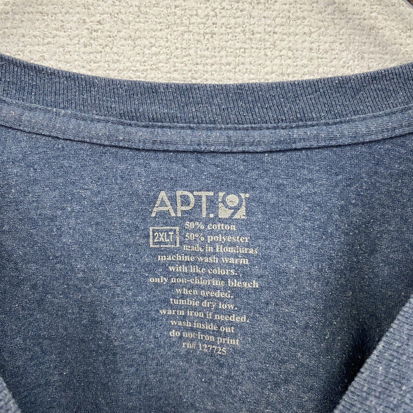 APT.9 アプトナイン 半袖プリントTシャツ 羅針盤 青 ブルー 2XLサイズ