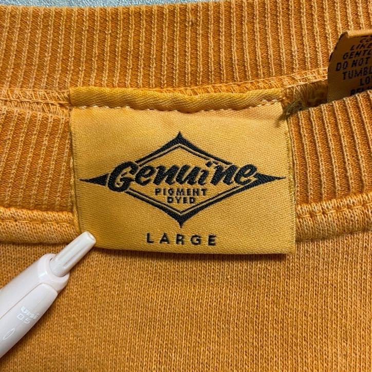 古着 used Genuine 長袖ロゴプリントスウェット トレーナー クルーネック マーサズビンヤード島 オレンジ Lサイズ