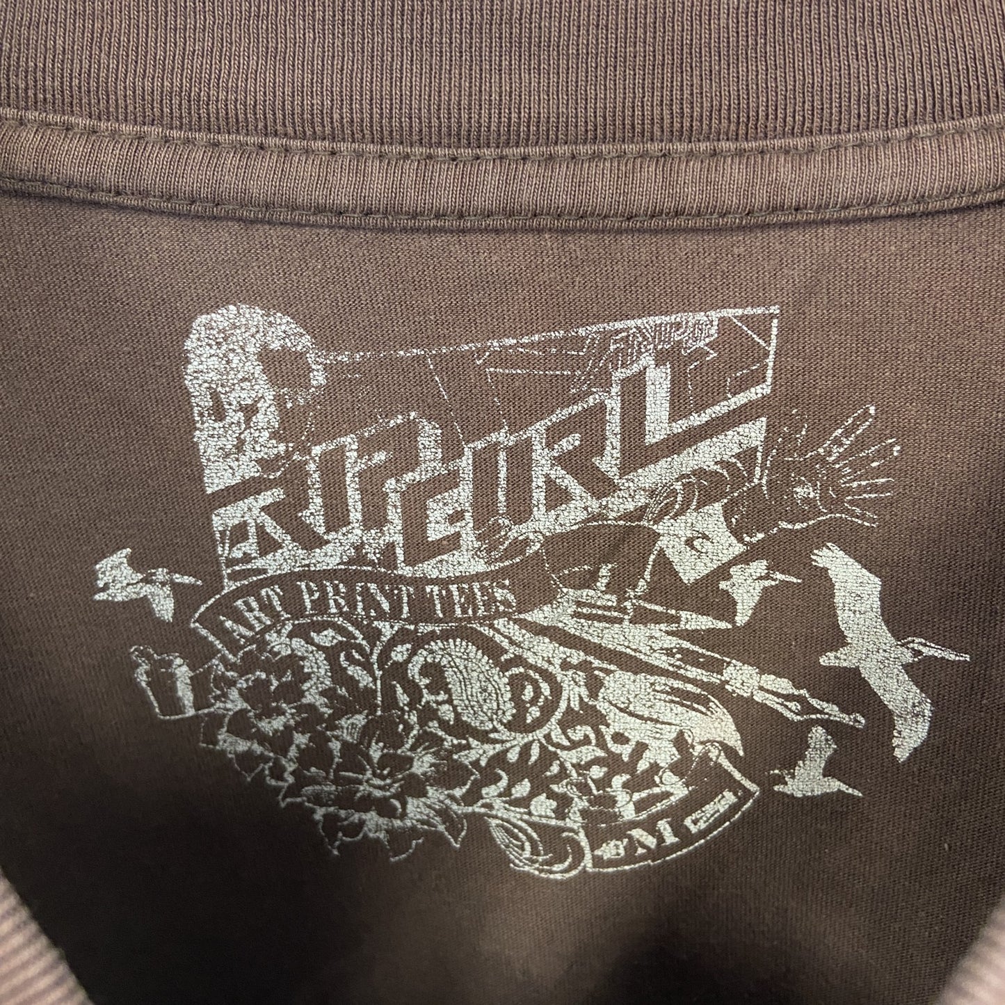 古着 used RIP CURL 半袖プリントTシャツ フォルクスワーゲン ワーゲンバス クルーネック レトロ 茶色 Lサイズ