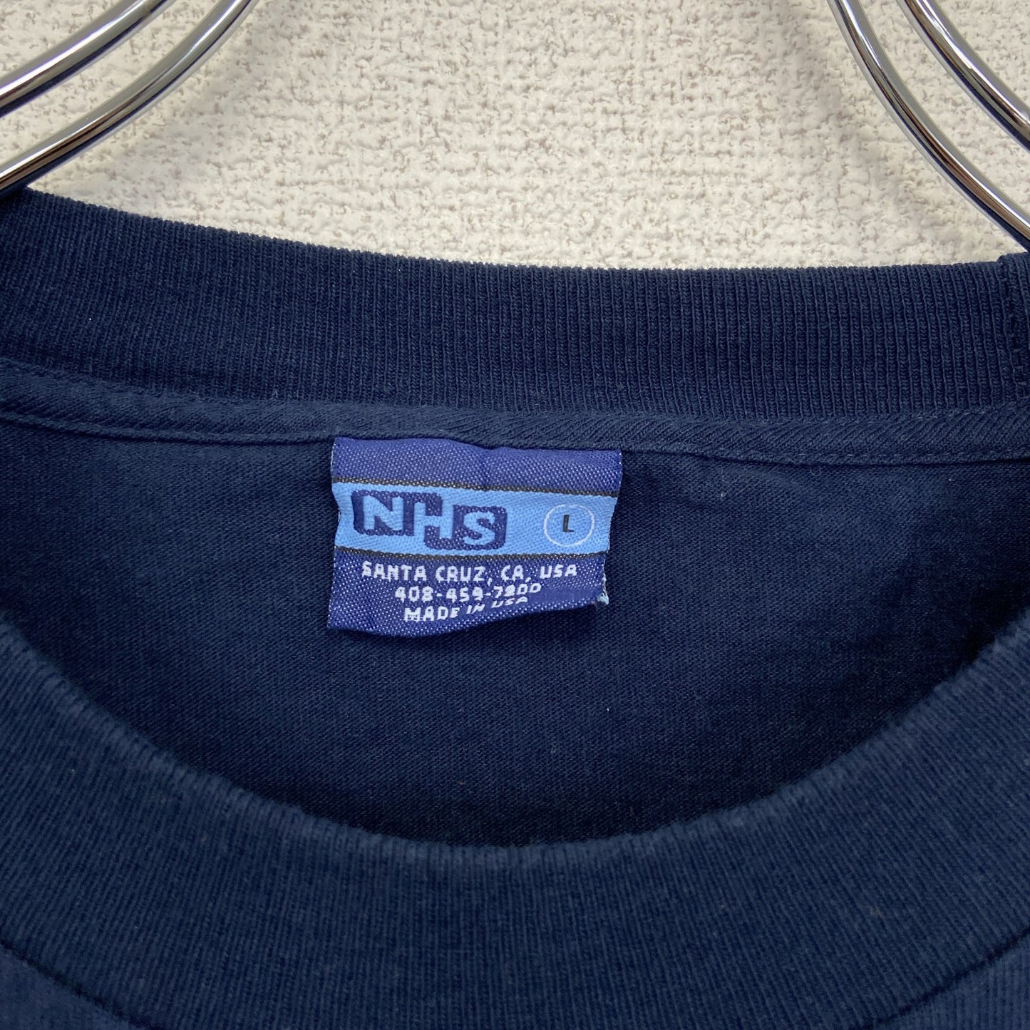 古着 used NHS 半袖プリントTシャツ independent カジュアルデザイン クルーネック レトロ ネイビー Lサイズ