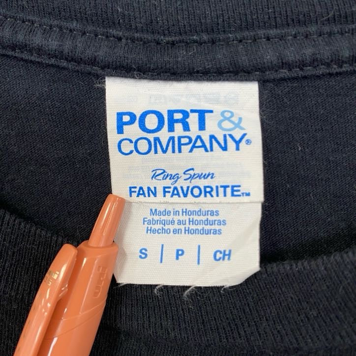 古着 used PORT&COMPANY 半袖ビッグプリントTシャツ ゲーム ゲーマー レベル13 ロック解除 黒 Sサイズ