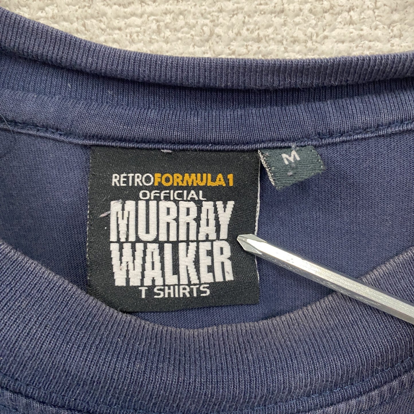 MURRAY WALKER マレーウォーカー 半袖プリント人物Tシャツ F1 モータースポーツ 紺 ネイビー Mサイズ