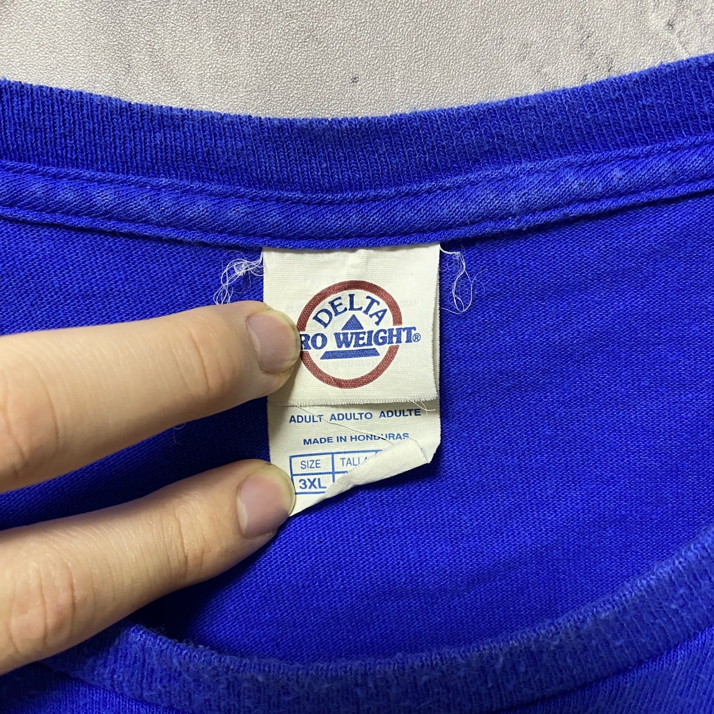 古着 used 半袖クルーネックプリントTシャツ 青 ブルー ビッグシルエット ヴィンテージ オーバーサイズ 3XLサイズ