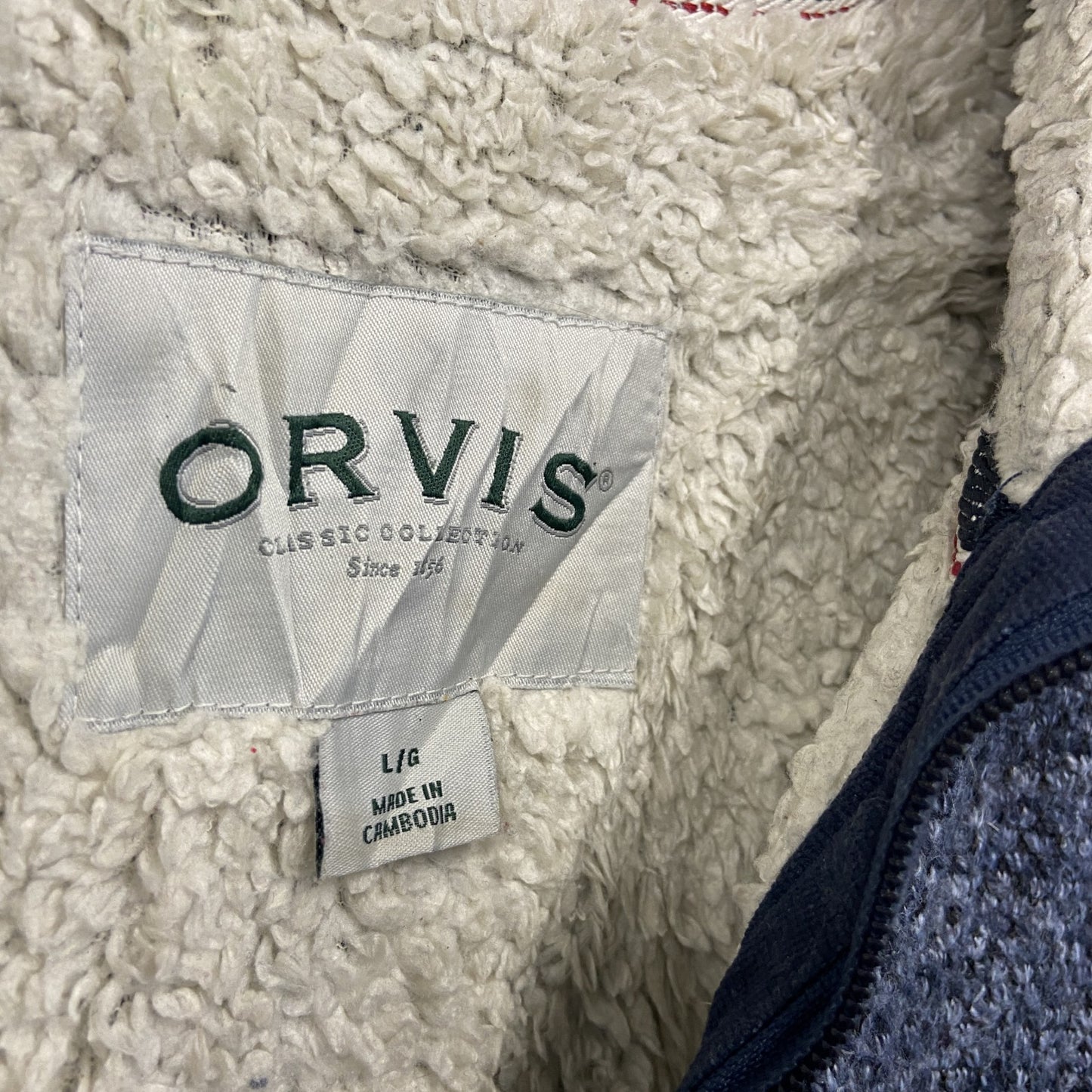 ORVIS オービス フリースジャケット/ボアジャケット ハーフジップ 紺 ネイビー Lサイズ