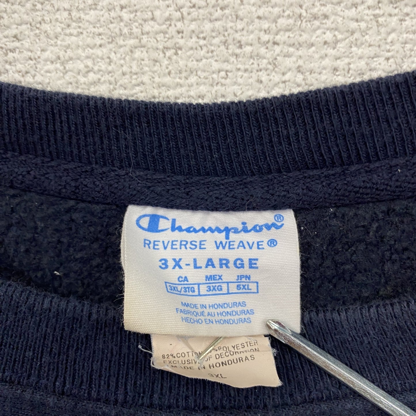 Champion チャンピオン リバースウィーブ スウェット/トレーナー 両面プリント 紺 ネイビー 3XLサイズ
