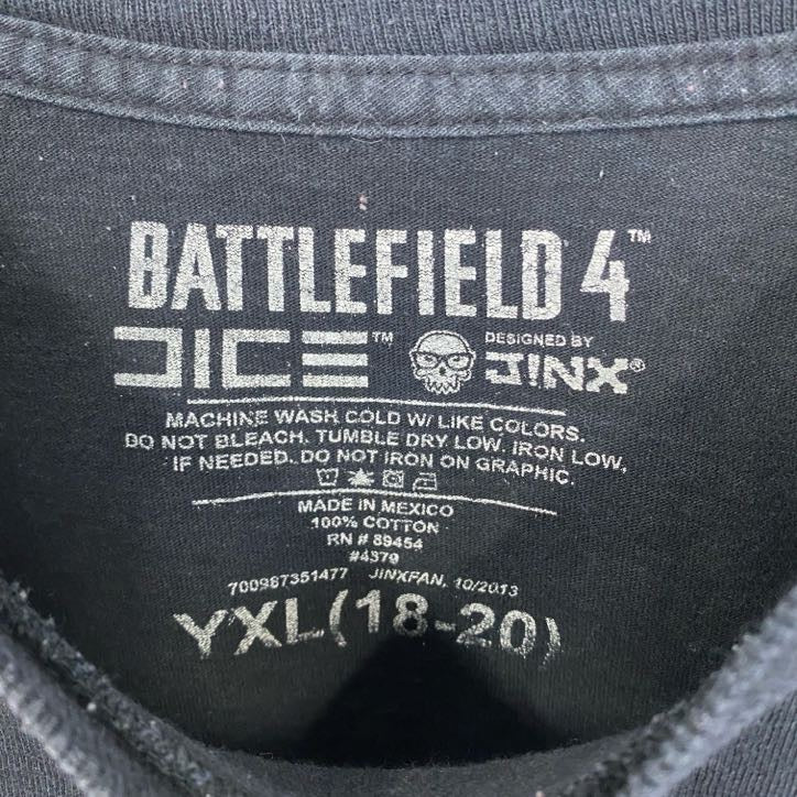 古着 used BATTLEFIELD4 バトルフィールド 半袖ゲームプリントTシャツ クルーネック レトロ 黒 ブラック XL