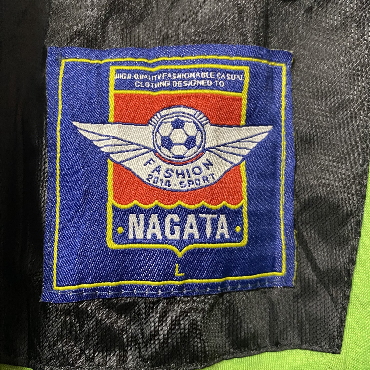古着 used NAGATA 長袖刺繍ナイロンジャケット ライトアウター 刺繡デザイン レトロデザイン 黒 ブラック Lサイズ
