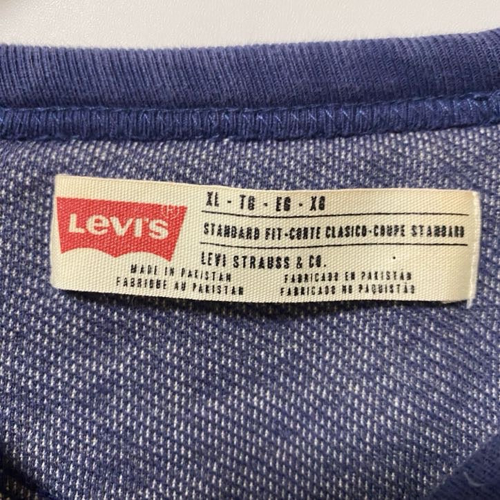 古着 used Levi’s リーバイス 長袖スウェット トレーナー クルーネック ブルー シンプル XLサイズ