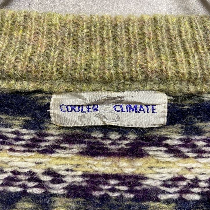 ~90s COOLERCLIMATE ニットセーター フェアアイル柄 アメカジ ビッグシルエット ヴィンテージ 総柄 Sサイズ