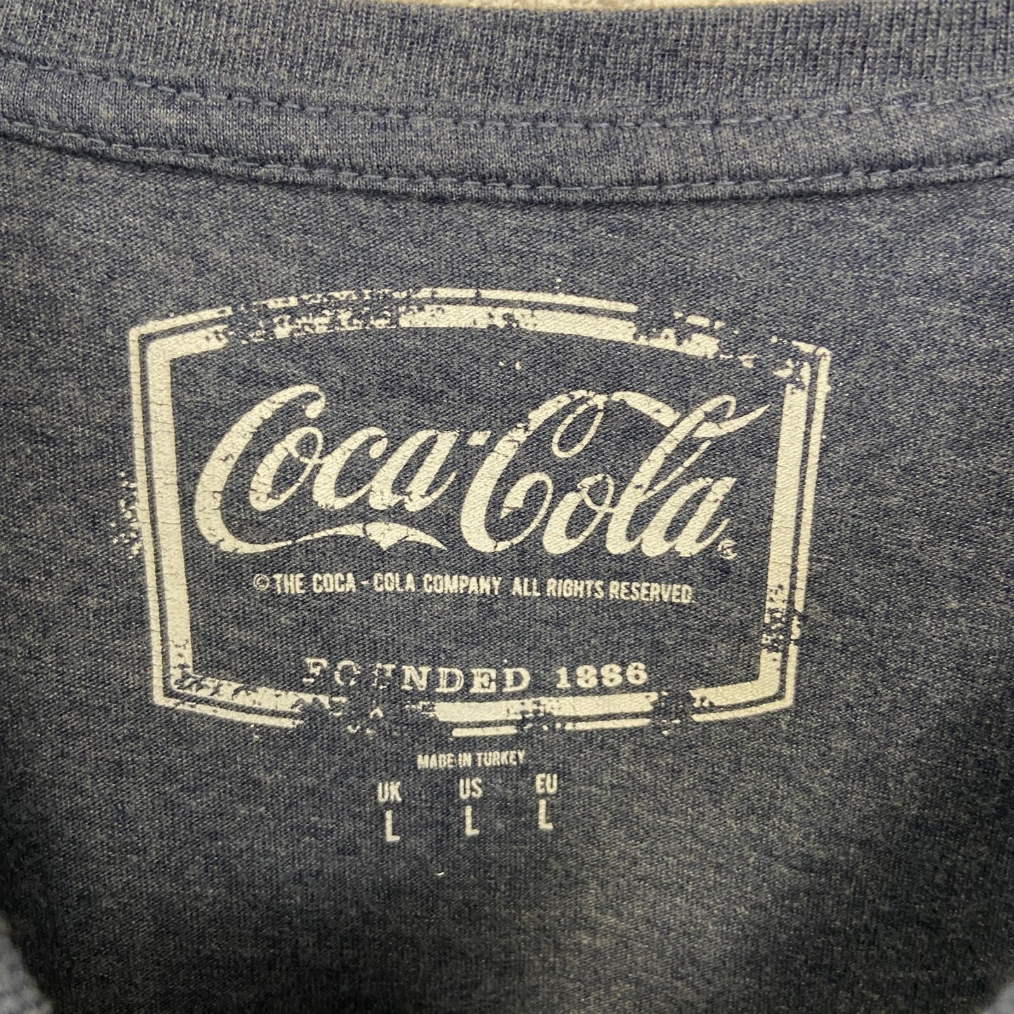 古着 used コカ・コーラ 半袖オリジナルプリントTシャツ サンタクロース カジュアルデザイン クルーネック 青 Lサイズ