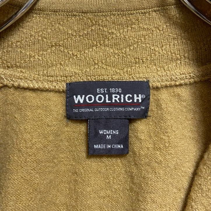 古着 used WOOLRICH ウールリッチ 長袖フルジップ無地ニット セーター ノームコア 黄色 イエロー 秋冬服 Mサイズ