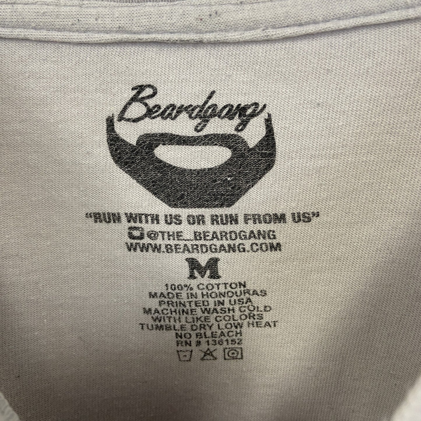 古着 used Beard gang 半袖プリントTシャツ カジュアルデザイン 熊 クルーネック レトロ グレー Mサイズ