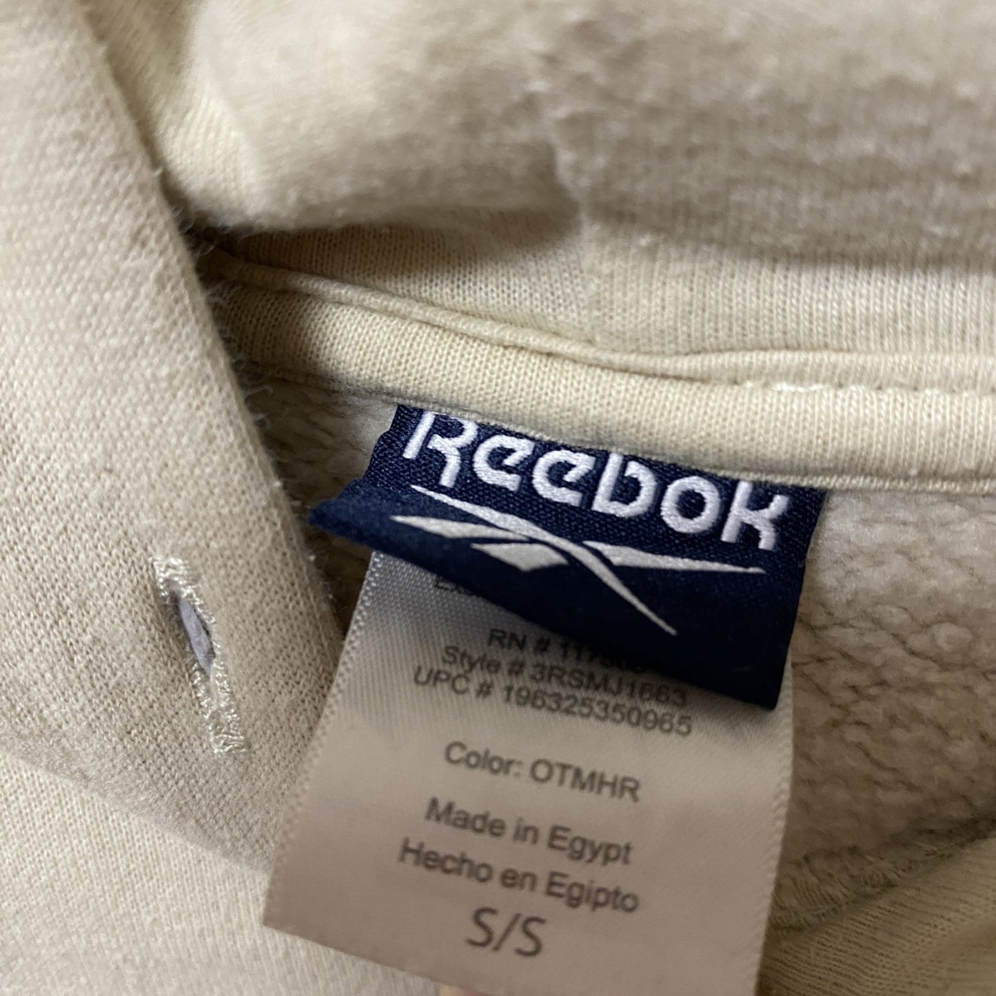 古着 used Reebok リーボック 長袖ワンポイントロゴ刺パーカー スウェットフーディ ベージュ カジュアル Sサイズ