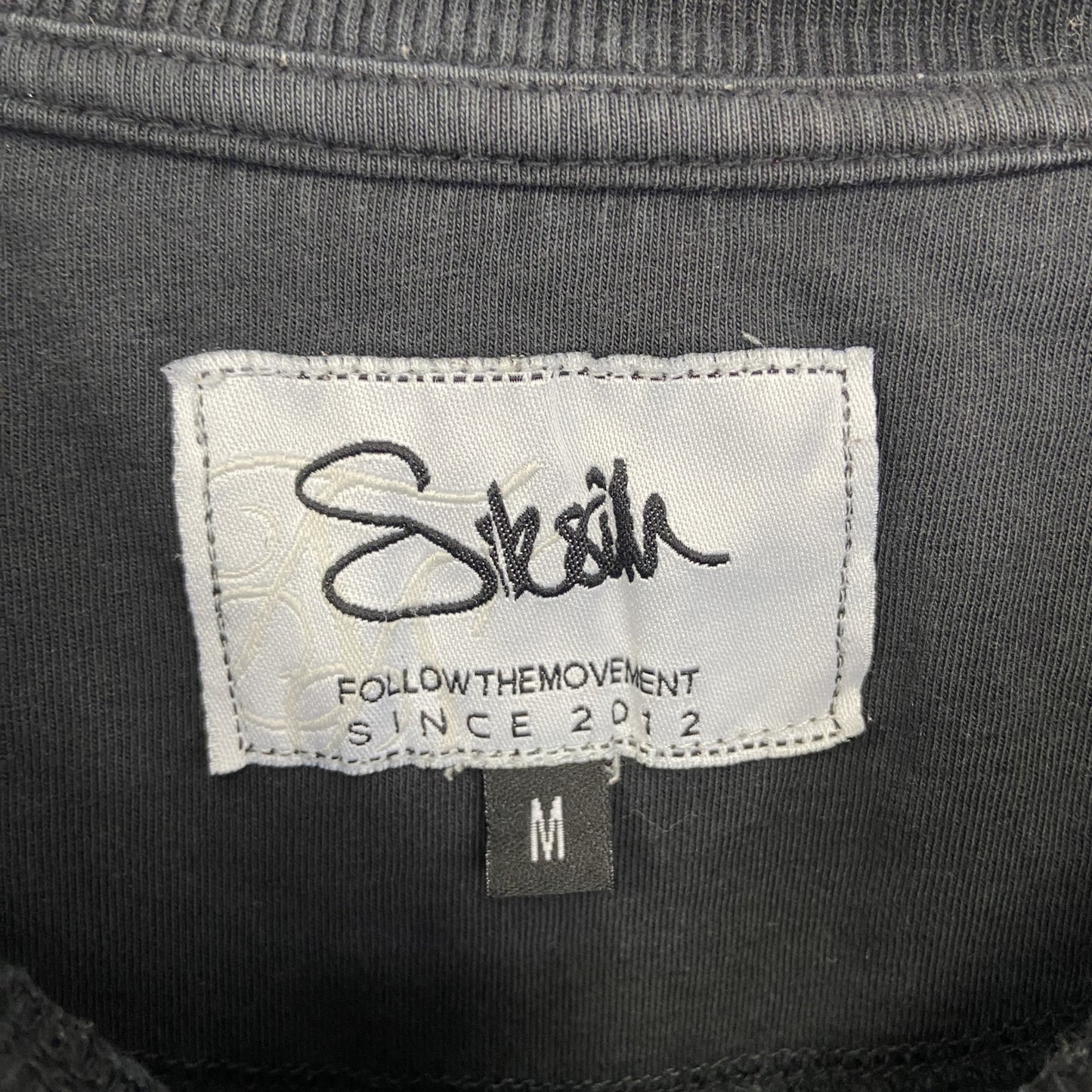 古着 used Sik sih 半袖プリントTシャツ ダメージ加工 リメイク スカル アバンギャルド クルーネック 黒 Mサイズ