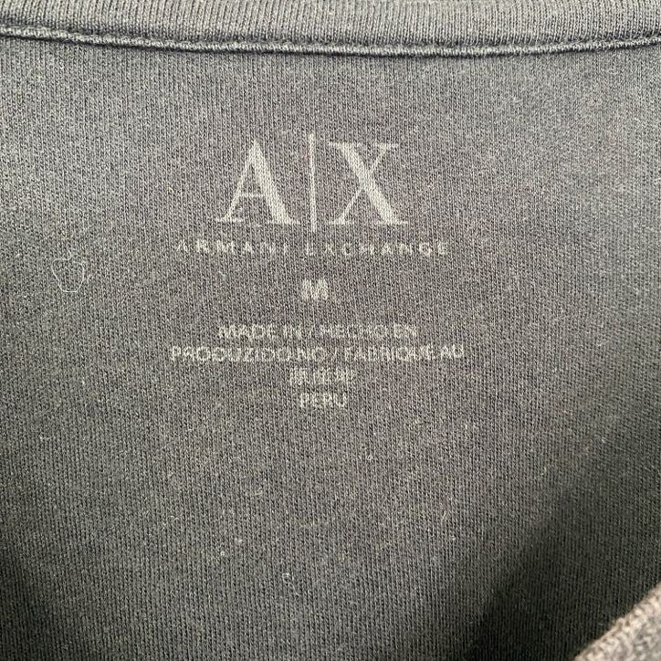 古着 used ARMANI EXCHANGE アルマーニエクスチェンジ 半袖ラインTシャツ Vネック 黒 ブラック Mサイズ