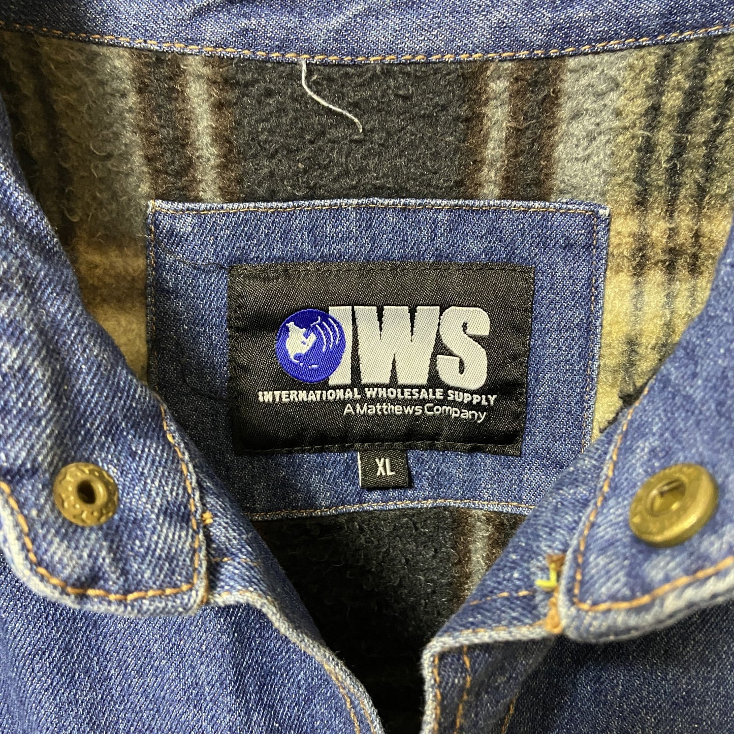 古着 used IWS 長袖デニムジャケット 裏地ブランケット Gジャン アウター アメカジ レトロ XLサイズ オーバーサイズ