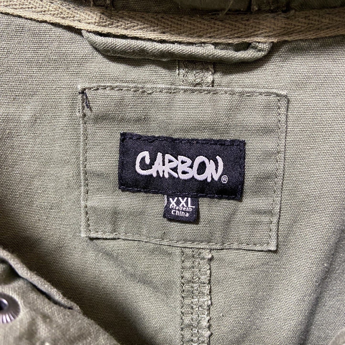 古着 used CARBON M-64風 長袖モッズコート ミリタリージャケット 軍物 フランス軍モチーフ カーキ XXLサイズ