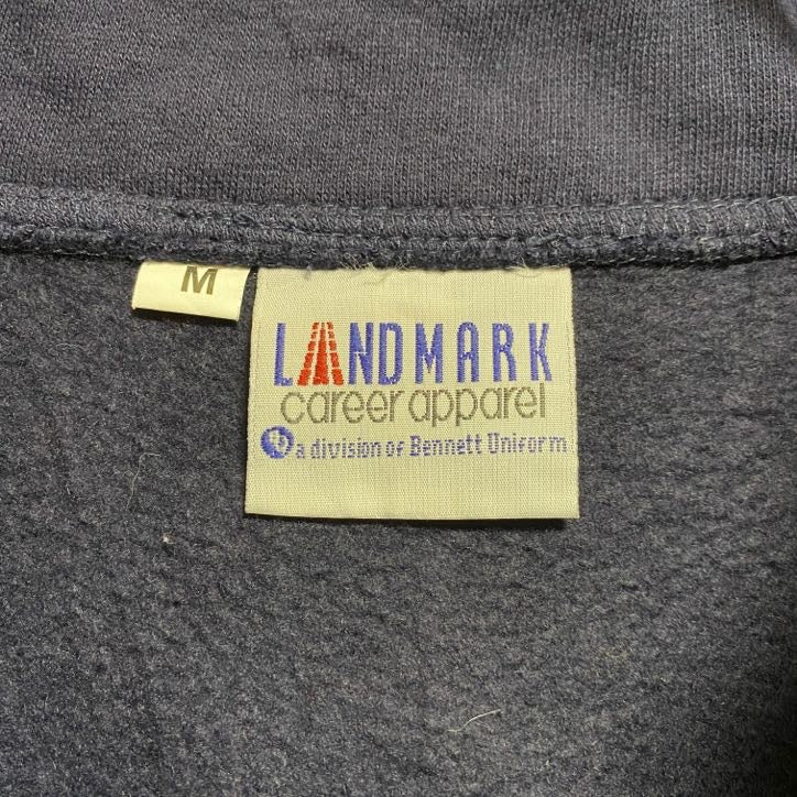 古着 used LANDMARK ランドマーク フルジップジャージベスト ワンポイント刺繍 ネイビー ストリート Mサイズ