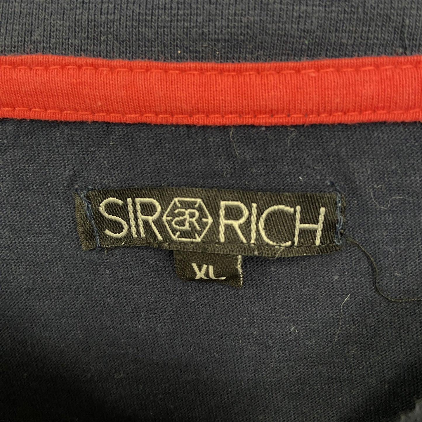 古着 used SIR RICH 長袖プリントTシャツ トナカイ 結晶 カジュアルデザイン クルーネック ネイビー XLサイズ