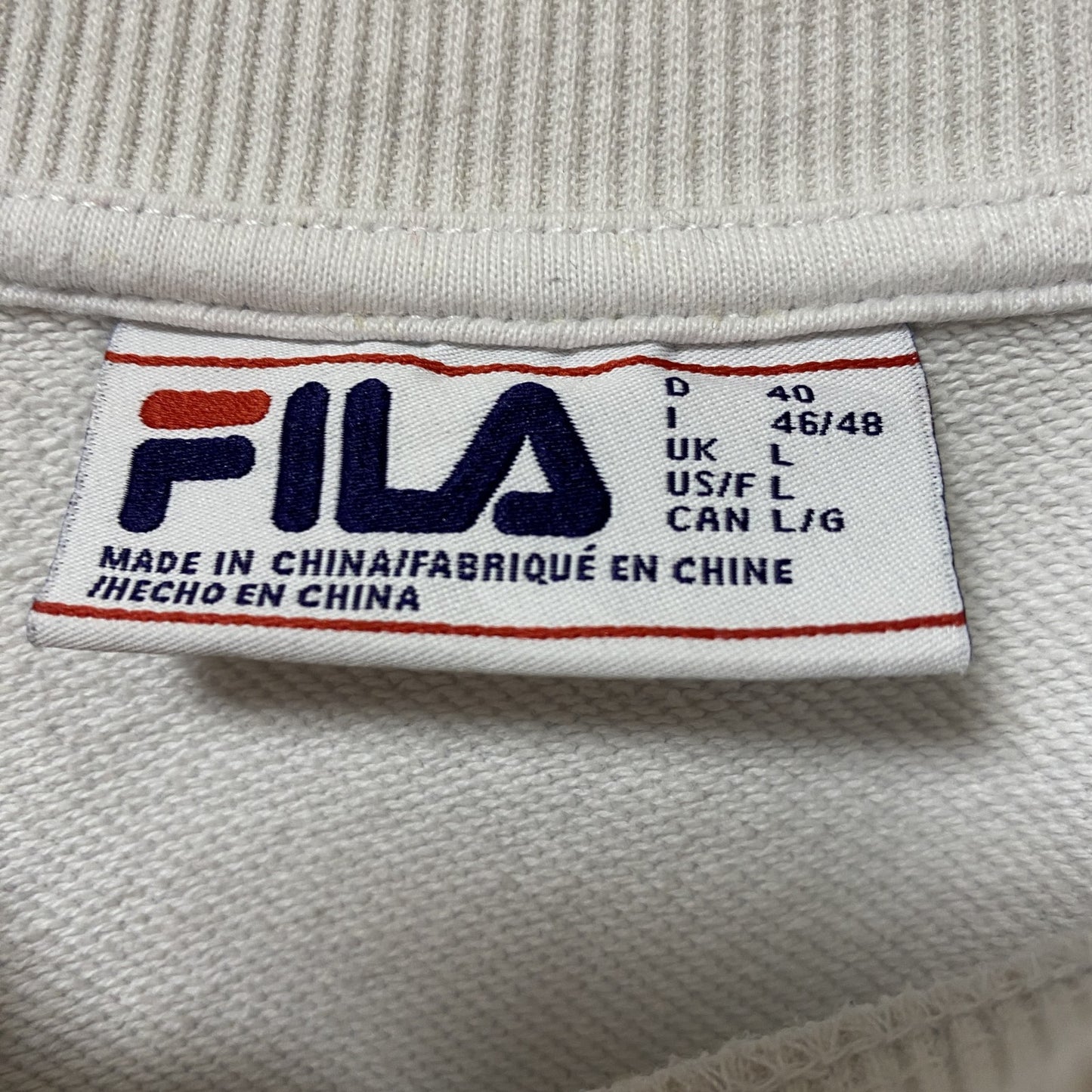 FILA フィラ スウェット/トレーナー ワンポイント リブライン ホワイト Lサイズ