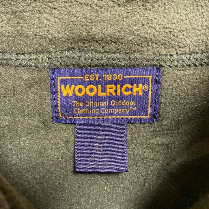 古着 used WOOLRICH ウールリッチ 長袖ハーフジップニット セーター ハイネック カーキ ビックシルエット XLサイズ