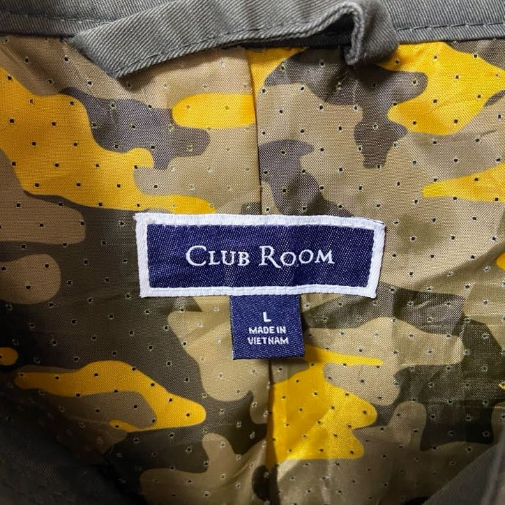 古着 used CLUB ROOM 長袖ミリタリーシャツジャケット アウター カモ裏地 ブルゾン カーキ Lサイズ