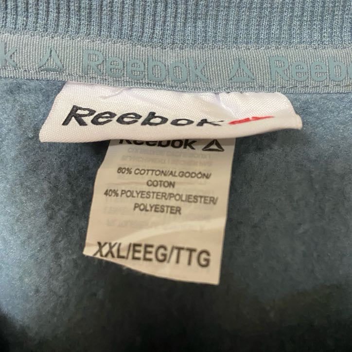 古着 used Reebok リーボック 長袖フロントロゴデザインスウェット トレーナー クルーネック ブルー XXLサイズ