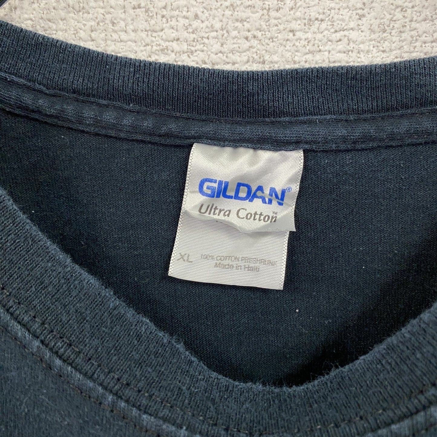 GILDAN ギルダン 半袖プリントTシャツ 両面プリント 企業ロゴ アーチプリント 紺 ネイビー XLサイズ