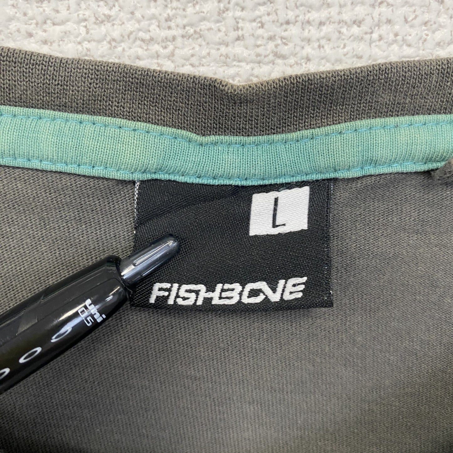 FISHBOVE 半袖プリントTシャツ スカル 骸骨 モンスター クルーネック ダークグレー Lサイズ