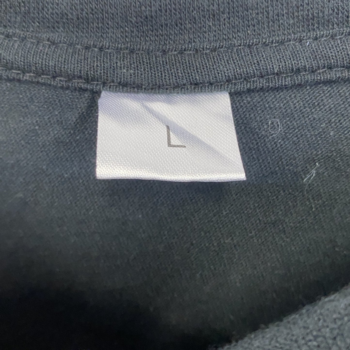 古着 used ノーブランド 半袖プリントTシャツ カラフル文字デザイン クルーネック 黒 ブラック レトロ Lサイズ
